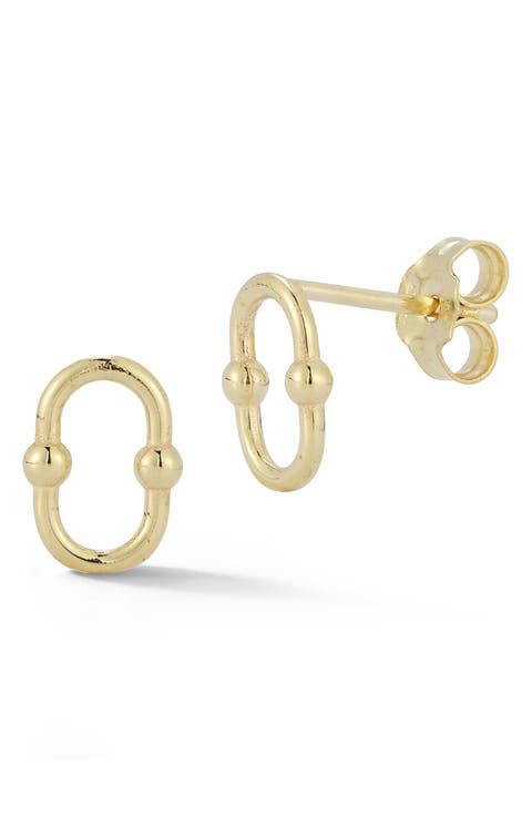 14K Link Stud Earrings