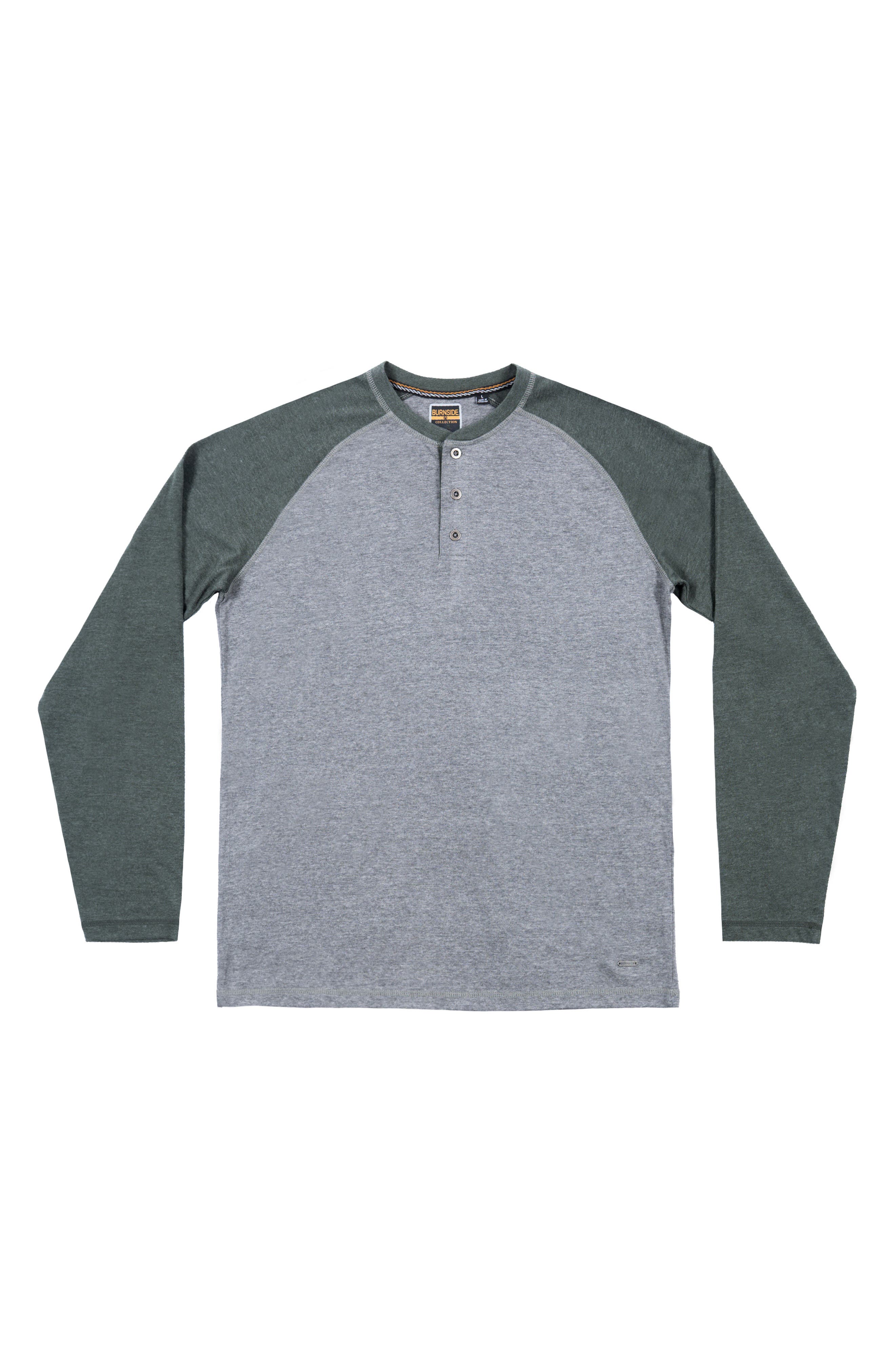 BURNSIDE Heathered Long Sleeve Henley T-Shirt