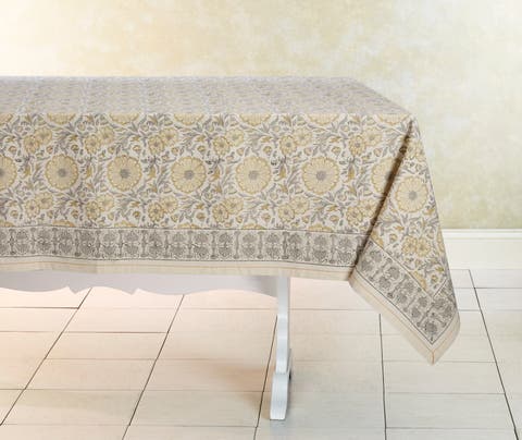 Hand Block Printed Tablecloth - 60" x 60"