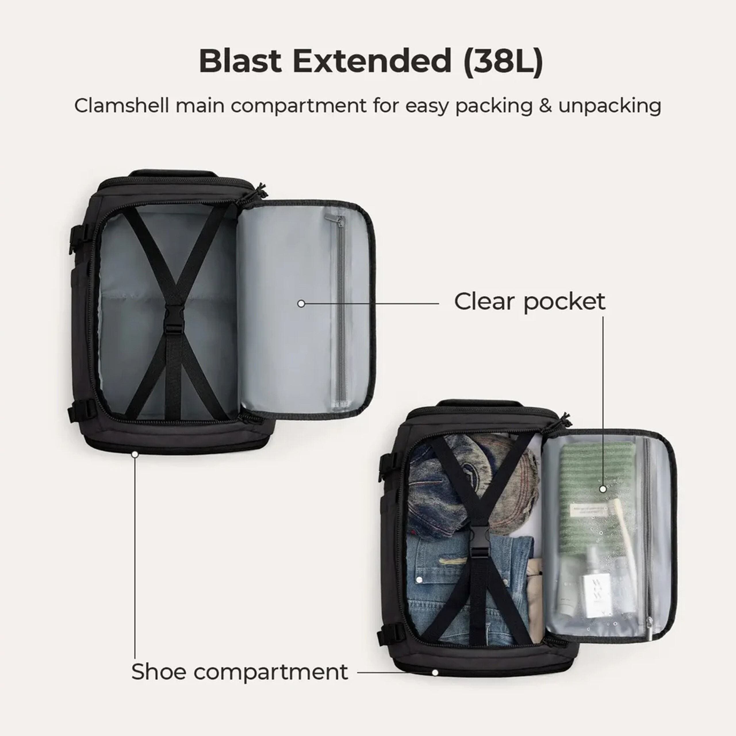 Blast Quick Access Carry On Travel Backpack - 28L-38L Extended, Alternate, color, Black
