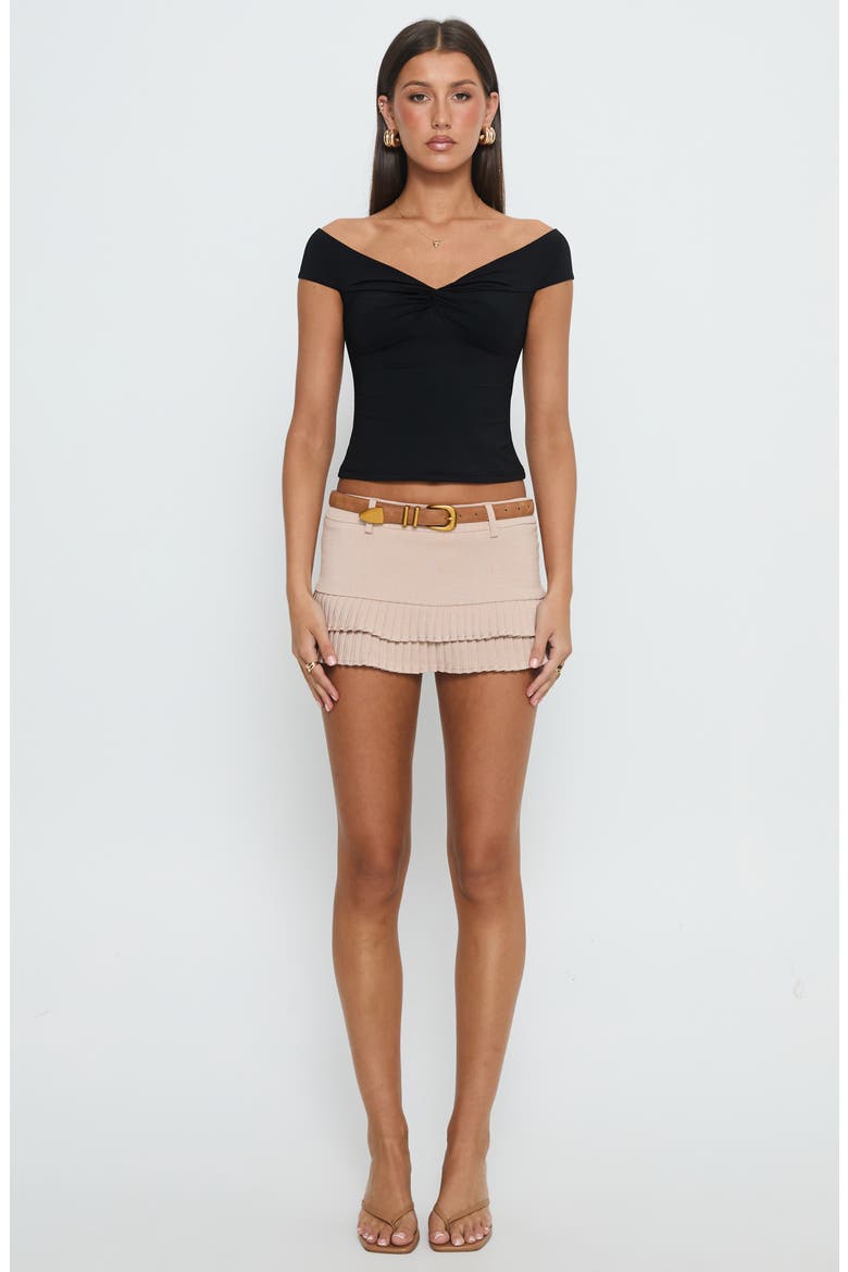Maxeina Off the Shoulder Top, Alternate, color, BLACK