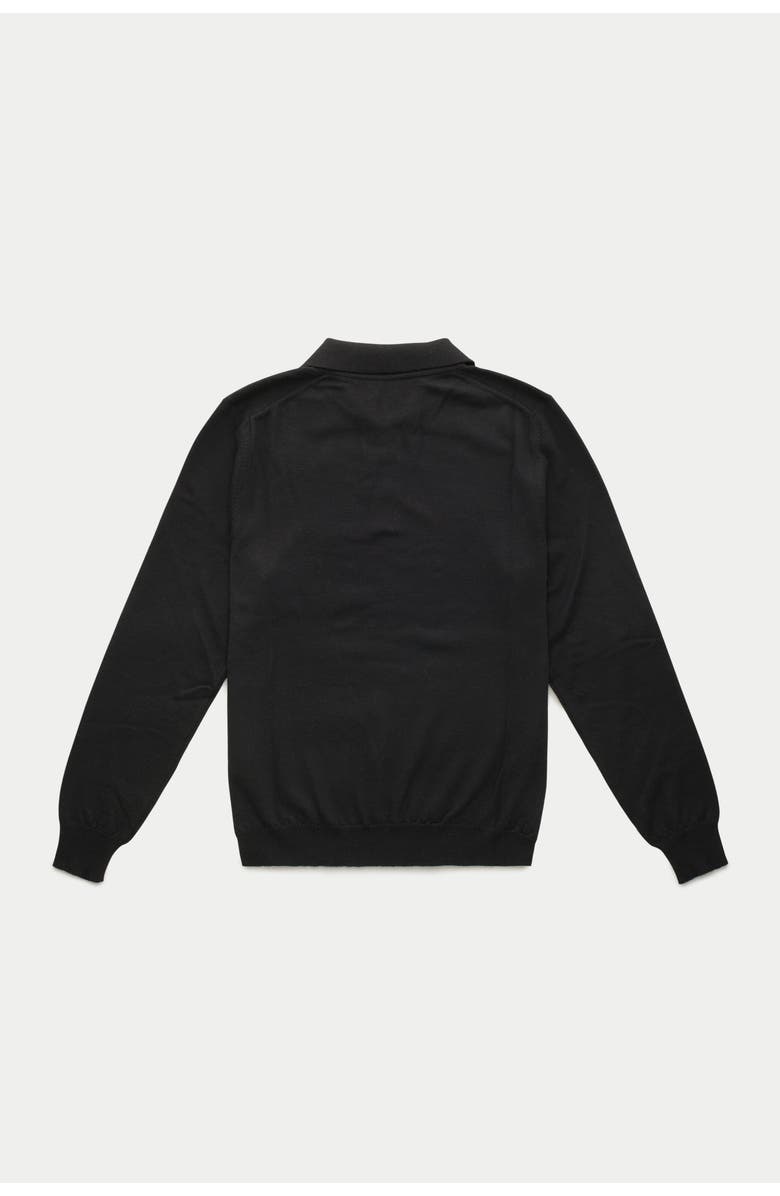 Wolf Vs. Goat (WvG) Wool Knitted Long Sleeve Polo, Alternate, color, Black