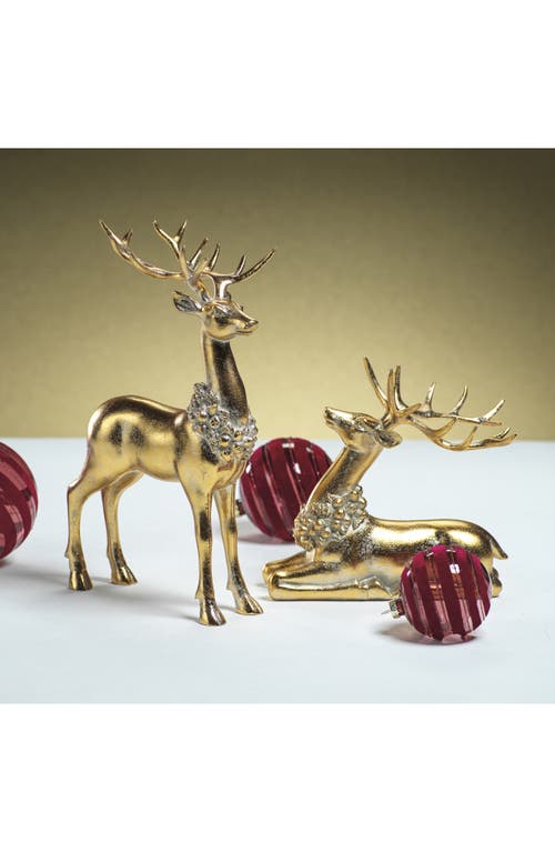Zodax Sitting Deer Figurine In Gold