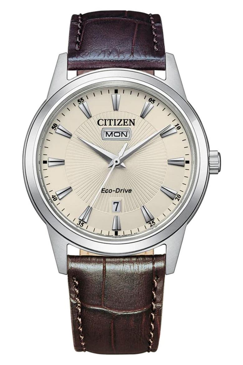 Classic Eco-Drive Watch, 40mm, Main, color, BROWN
