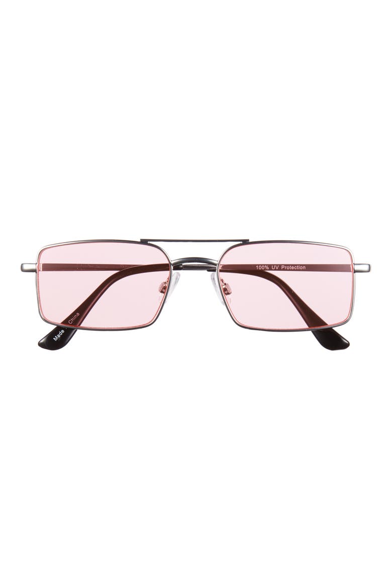 Gradient Rectangular Aviator Sunglasses, Main, color, RHODIUM- PINK