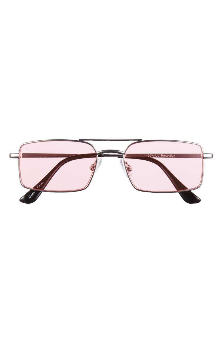 BP. Gradient Rectangular Aviator Sunglasses, Main, color, Rhodium- Pink