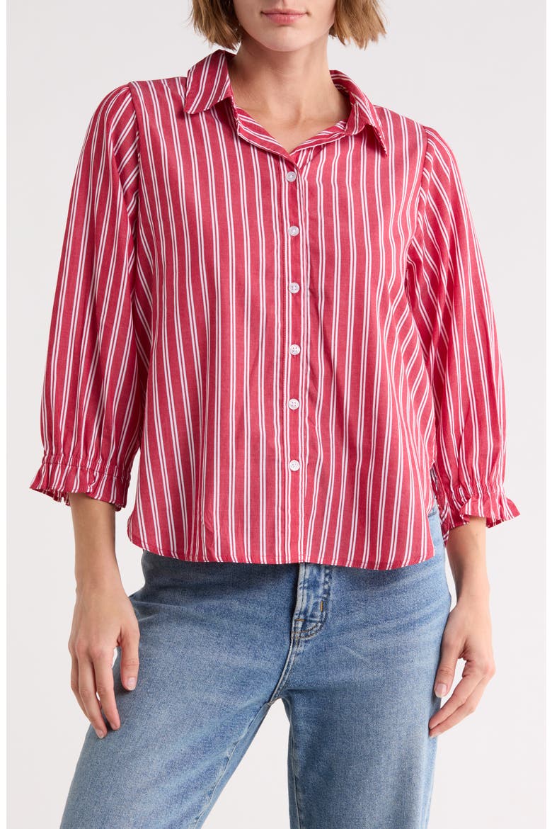 Sunset Striped Button Down Shirt, Main, color, RUBY LINES