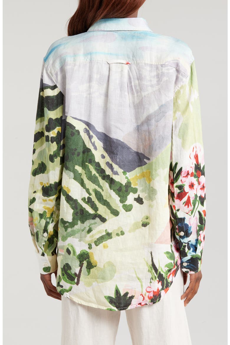 Landscape Linen Pajama Button-Up Shirt, Alternate, color, HUTTE PLACED MULTI