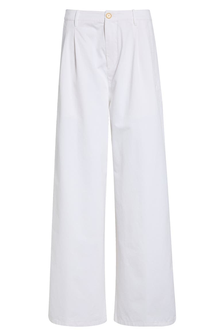 Pleated Cotton Drill Wide Leg Pants, Alternate, color, OPTIC WHITE
