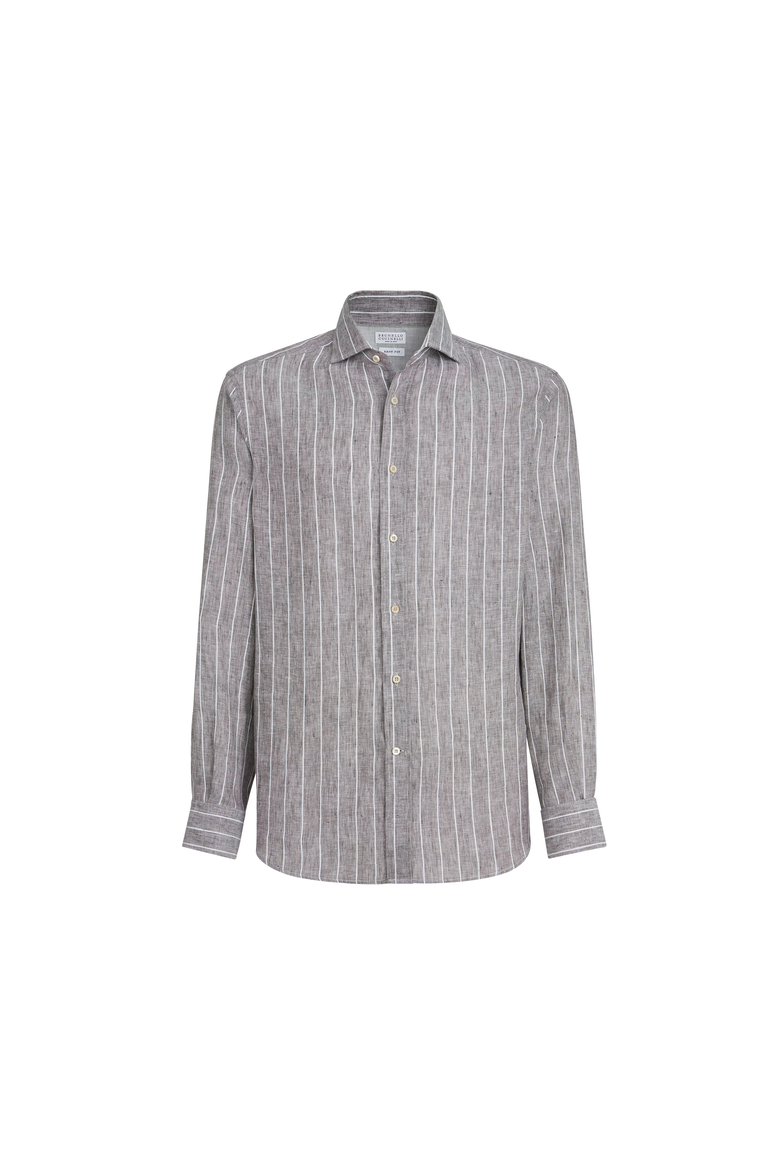 Chalk stripe shirt, Alternate, color, Hazelnut