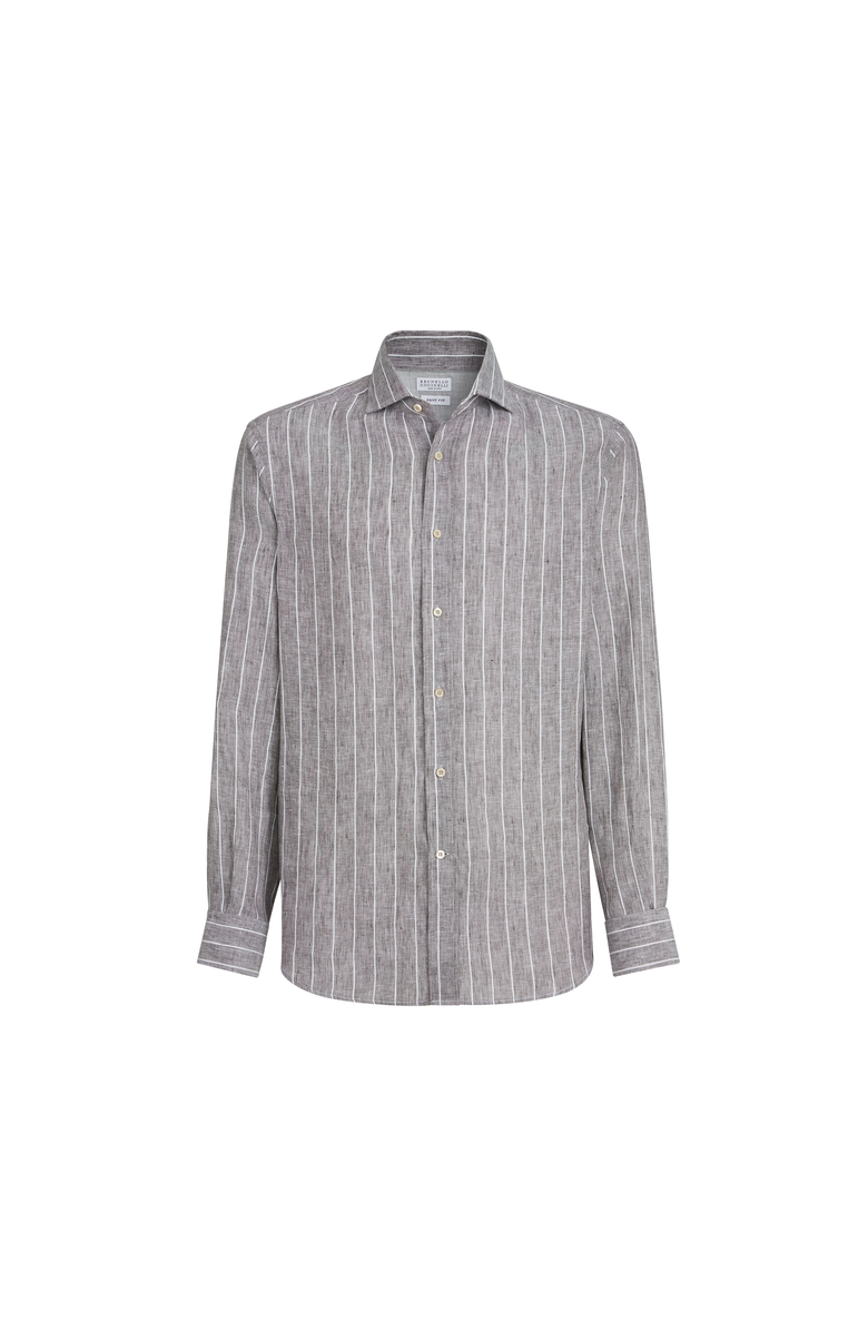 Brunello Cucinelli Chalk stripe shirt, Main, color, Hazelnut