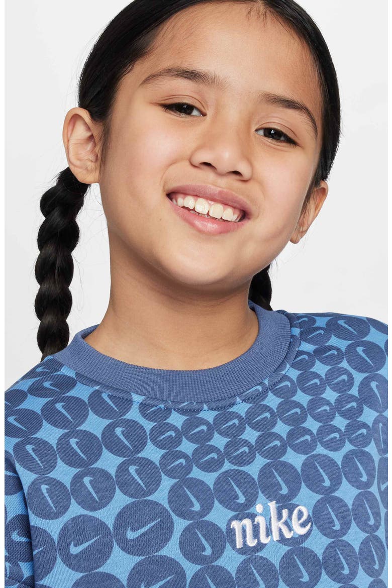 Kids' Sportswear Club Fleece Oversize Crewneck Sweatshirt, Alternate, color, 491 DIFFUSED BLUE/WHITE