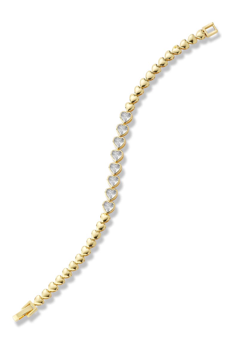 Cubic Zirconia Heart Bracelet, Alternate, color, GOLD