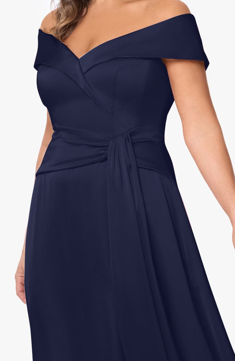 Xscape Evenings Off the Shoulder Satin Gown, Alternate, color, 