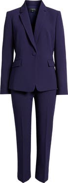 Tahari ASL One-Button Crepe Jacket & Pants Set