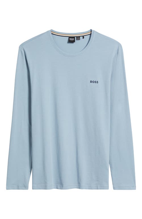 Hugo Boss Boss Mix Match Long Sleeve Stretch Modal Pajama T-shirt In Blue