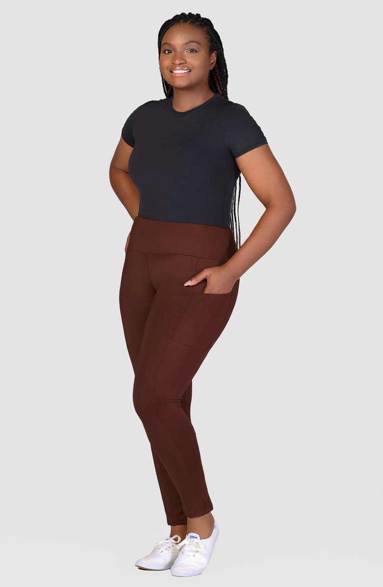 24seven Comfort Apparel Ankle Length Pocket Leggings, Alternate, color, Brown