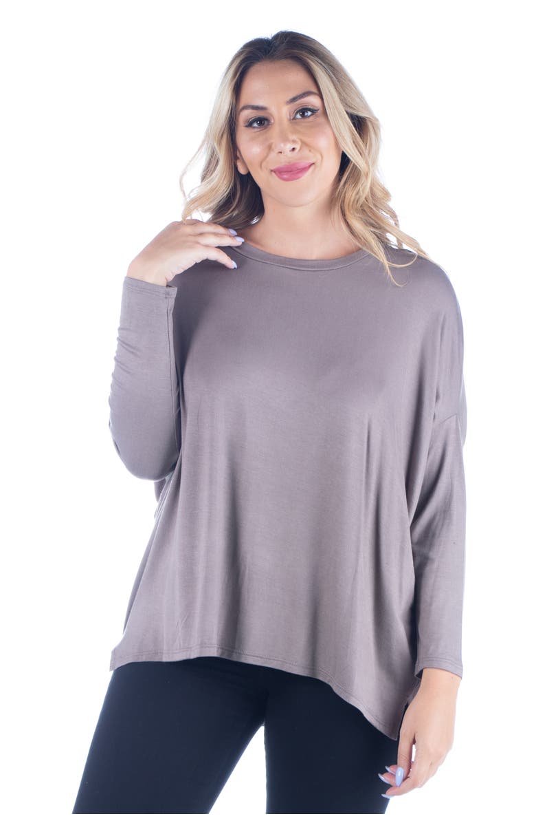 24seven Comfort Apparel Plus Size Oversized Long Sleeve  Dolman Top, Main, color, Purple