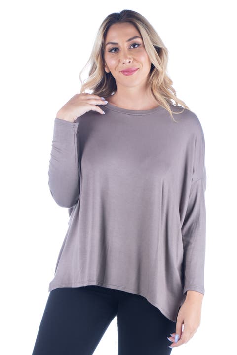 Plus Size Oversized Long Sleeve  Dolman Top
