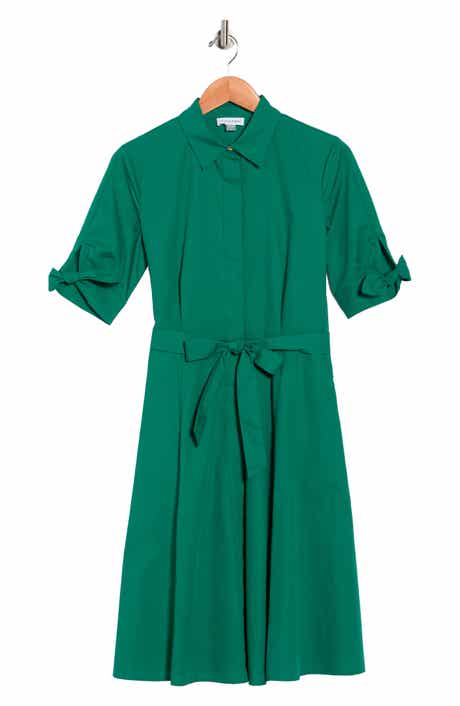 Calvin Klein Solid Cotton Shoulder Tie Shirtdress