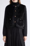 Moncler Mixed Media Alpaca & Wool Blend & Faux Fur Puffer Cardigan