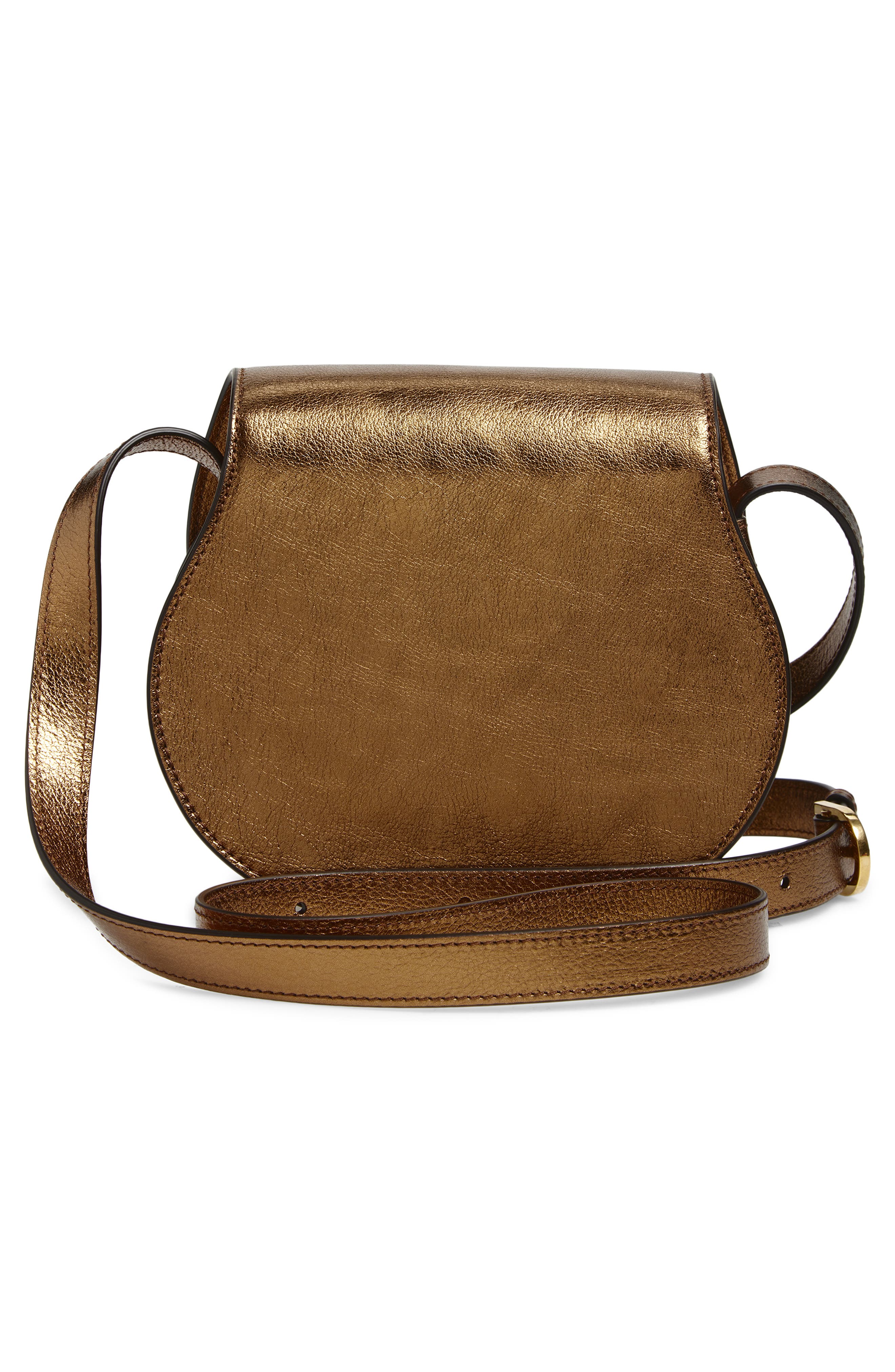 Chloé Small Marcie Metallic Leather Crossbody Bag, Alternate, color, Golden Brown