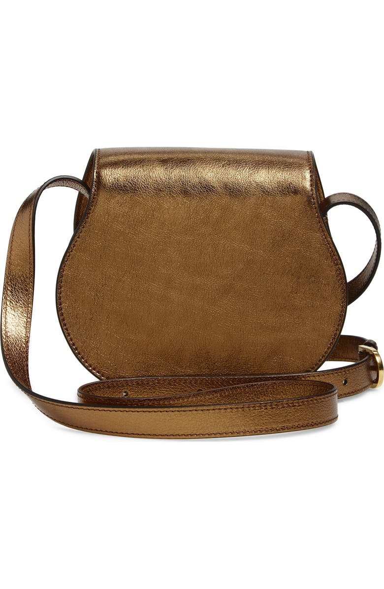 Chloé Small Marcie Metallic Leather Crossbody Bag, Alternate, color, Golden Brown