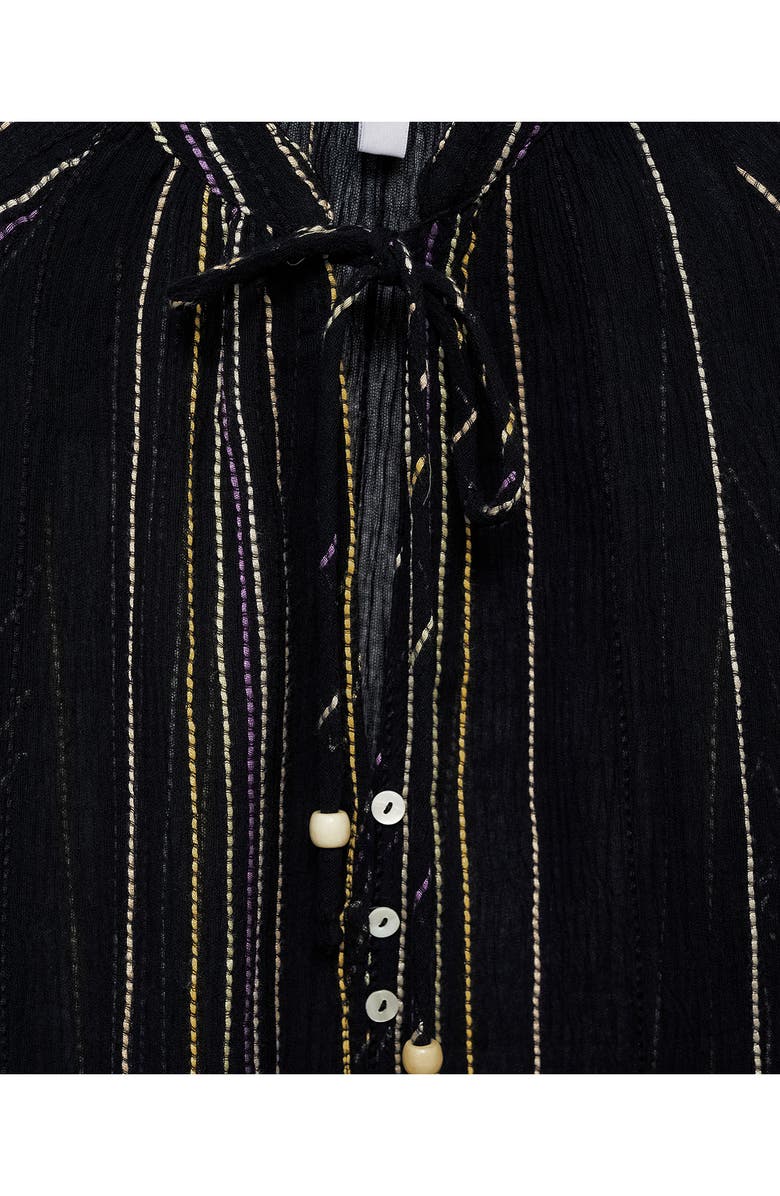 MANGO Stripe Tie Neck Shirt, Alternate, color,