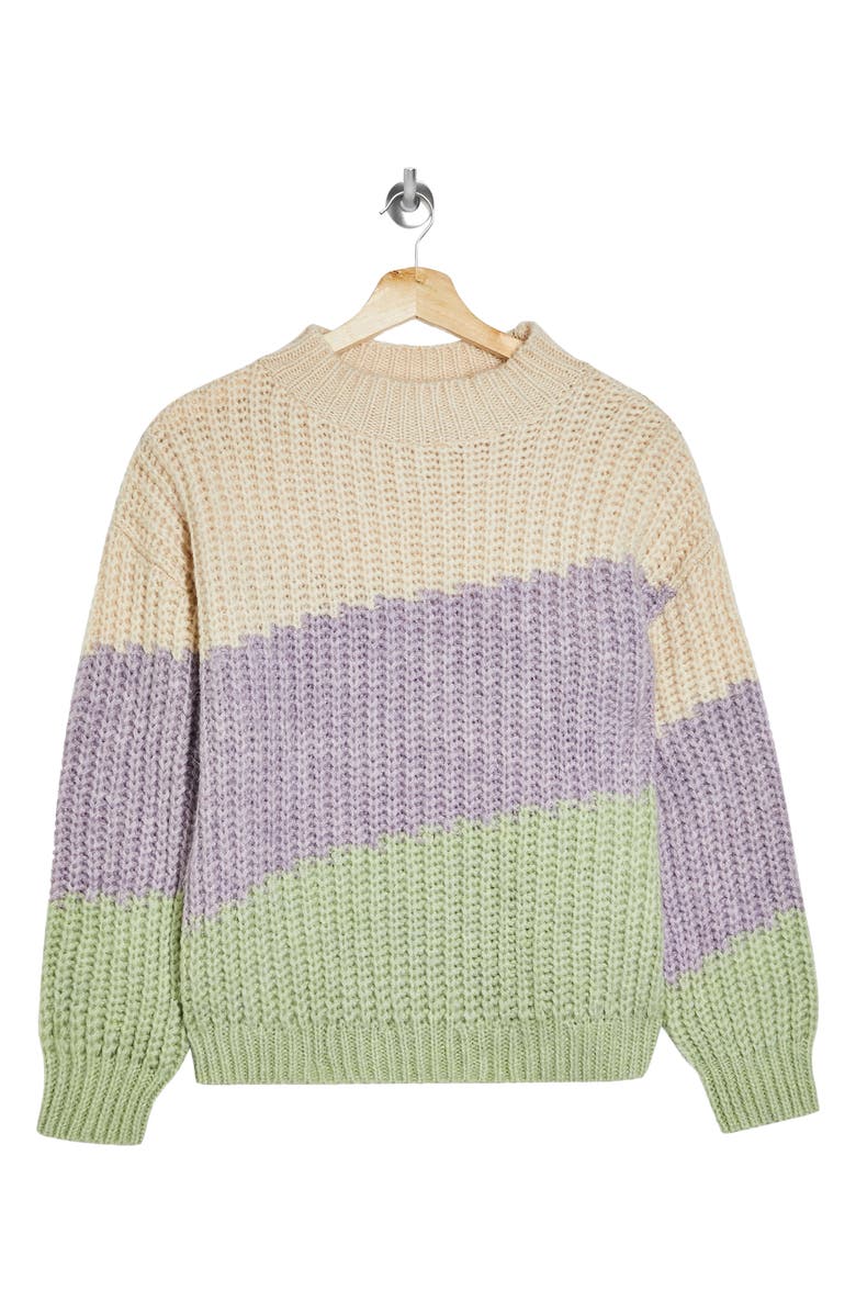 Topshop Colorblock Mock Neck Sweater, Alternate, color,