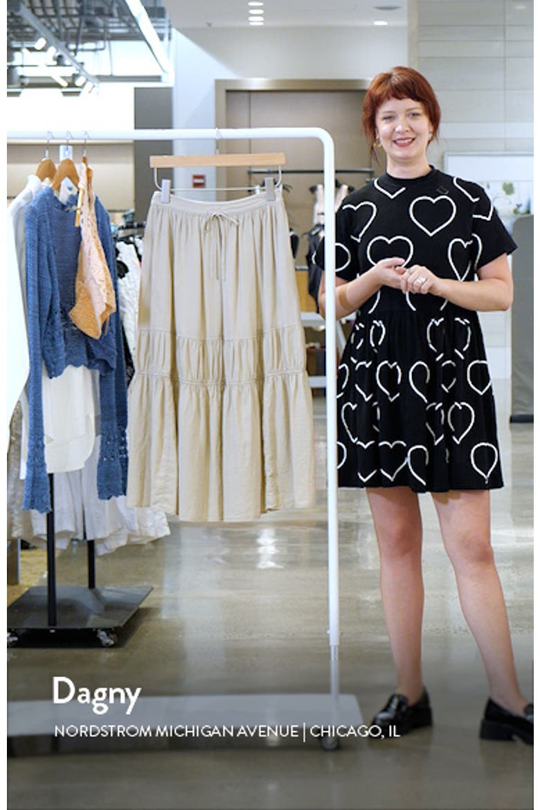 Tiered Linen Blend Midi Skirt video