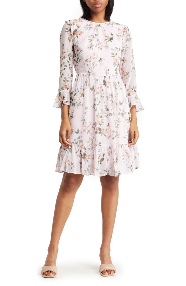 Calvin Klein Floral Long Sleeve Dress, Main, color,