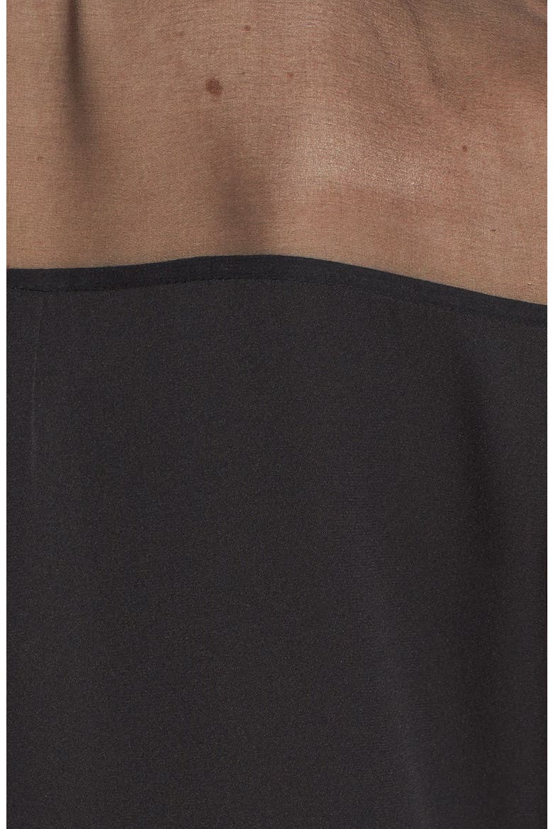'Cascade' Ruffle Front Stretch Silk Blouse, Alternate, color, BLACK