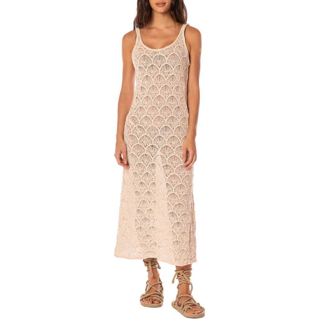 Maaji Wavy Shell Quartz Crochet Cover-up Dress In Beige Overflow
