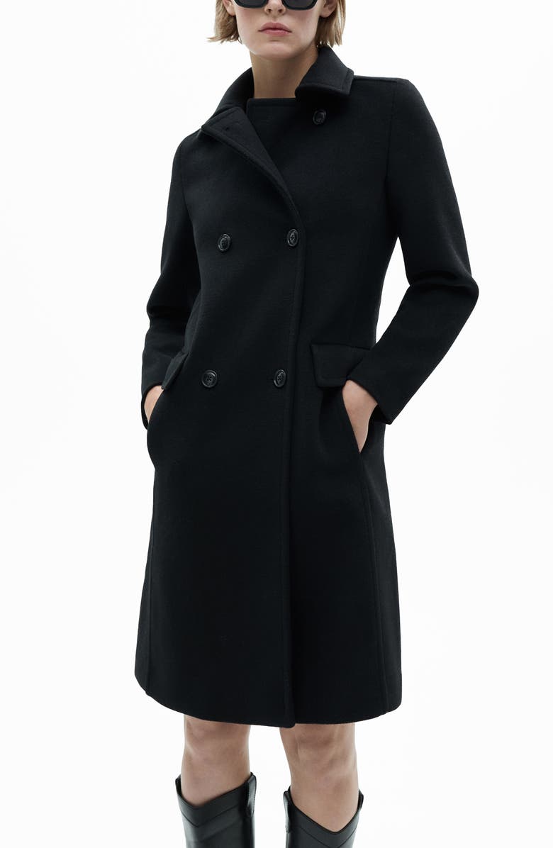 MANGO Double-Breasted Wool Blend Coat, Alternate, color,