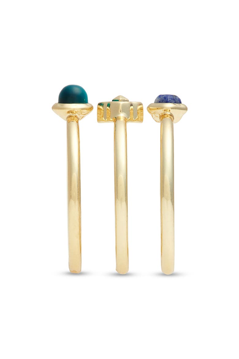 Gemma Set of 3 Rings, Alternate, color, GOLD TEAL MIX