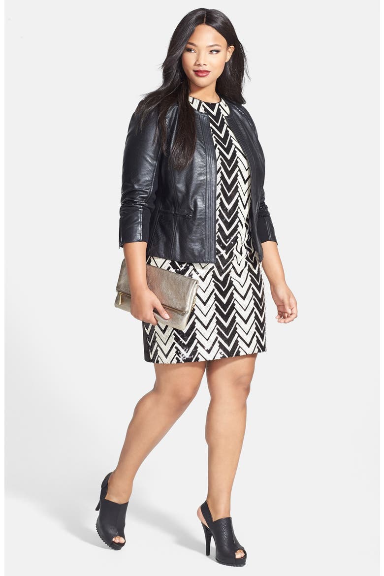 Embossed Leather Jacket, Alternate, color, BLACK