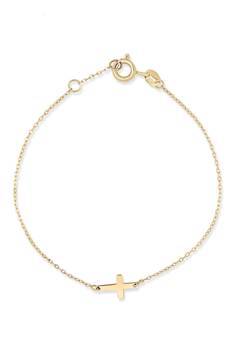 14K Gold Cross Pendant Bracelet, Main, color, 14K YELLOW GOLD
