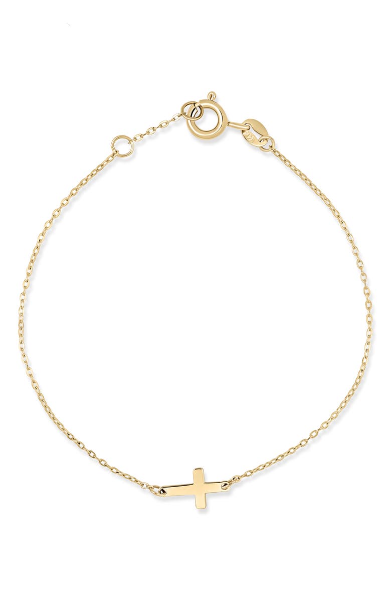 Bony Levy 14K Gold Cross Pendant Bracelet, Main, color, 14K Yellow Gold