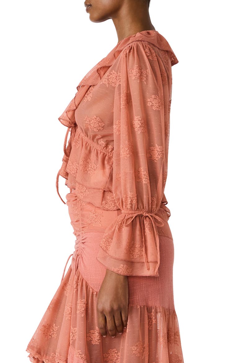 Montana Floral Embroidery Ruffle Detail Knit Top, Alternate, color, CANYON ROSE