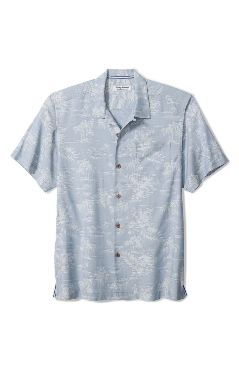 Tommy Bahama Coastal Ease Palm Visions Jacquard IslandZone<sup>®</sup> Short Sleeve Button-Up Shirt, Main, color, Stellar Sapphire
