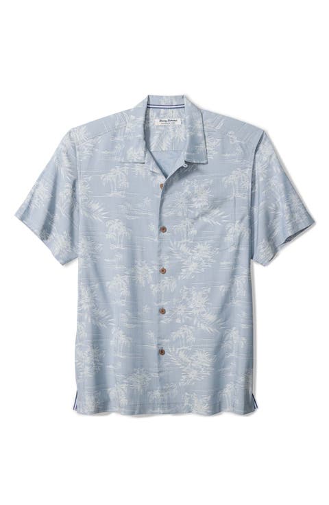 Coastal Ease Palm Visions Jacquard IslandZone® Short Sleeve Button-Up Shirt (Big & Tall)