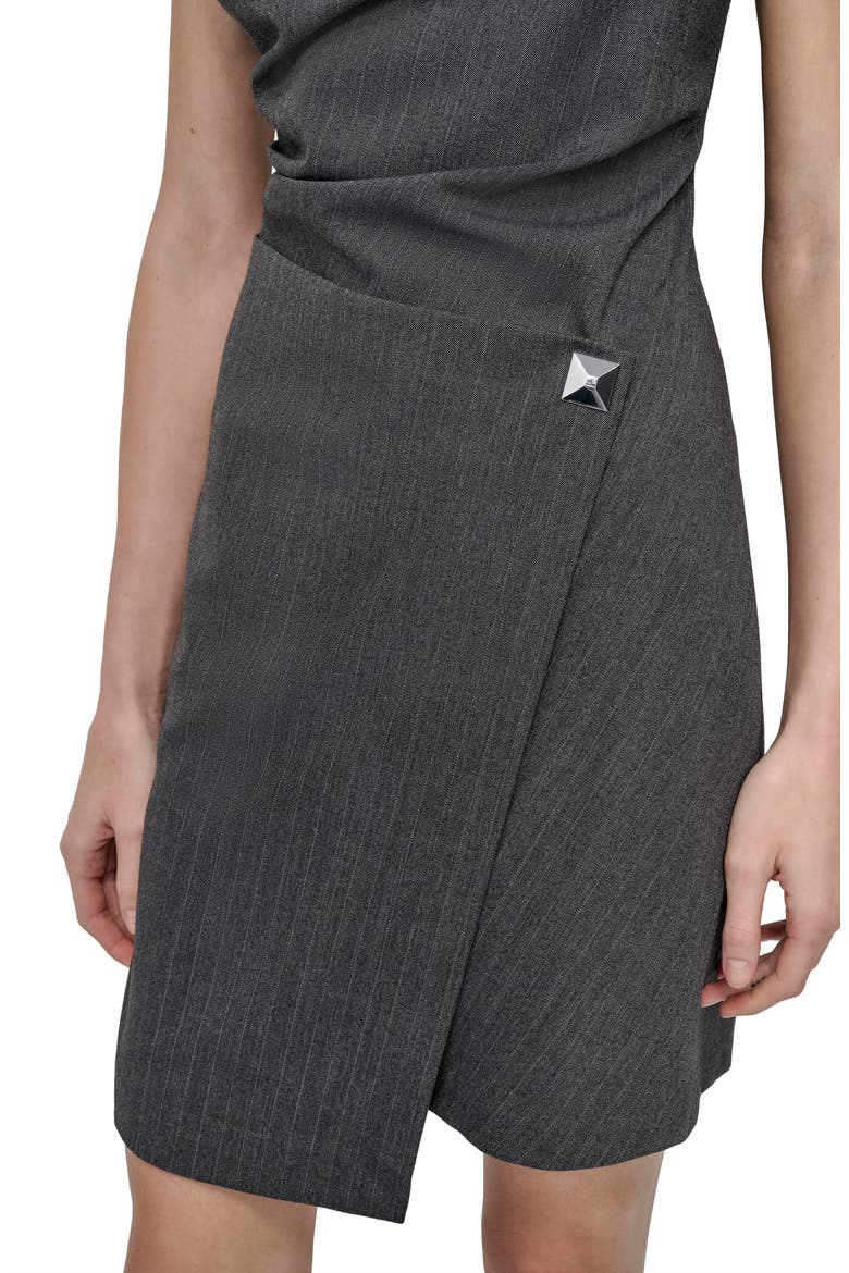 Faux Wrap Dress, Alternate, color, HEATHER GREY/ IVORY