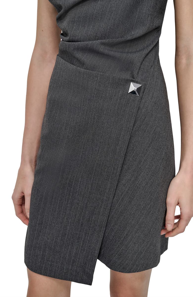 DKNY Faux Wrap Dress, Alternate, color, Heather Grey/ Ivory