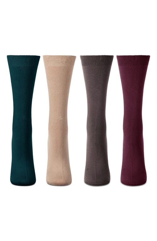 Memoi Assorted 4-pack Crew Socks In Multi