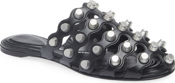 【関税&送料込】Alexander Wang Black Leather Rexa Slippers Alexander Wang Rexa Cage Slide in Leather - Slippers