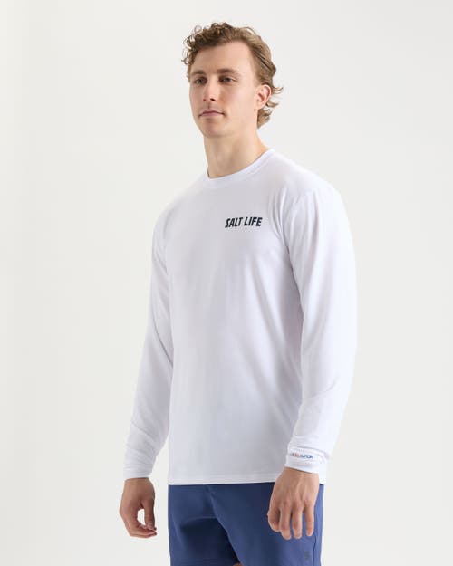 Salt Life Live Above Or Below Long Sleeve Performance Tee In White