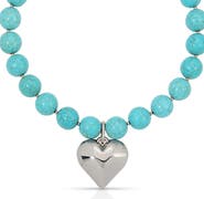 Ettika Luck & Love Stone Puffy Heart Pendant Necklace