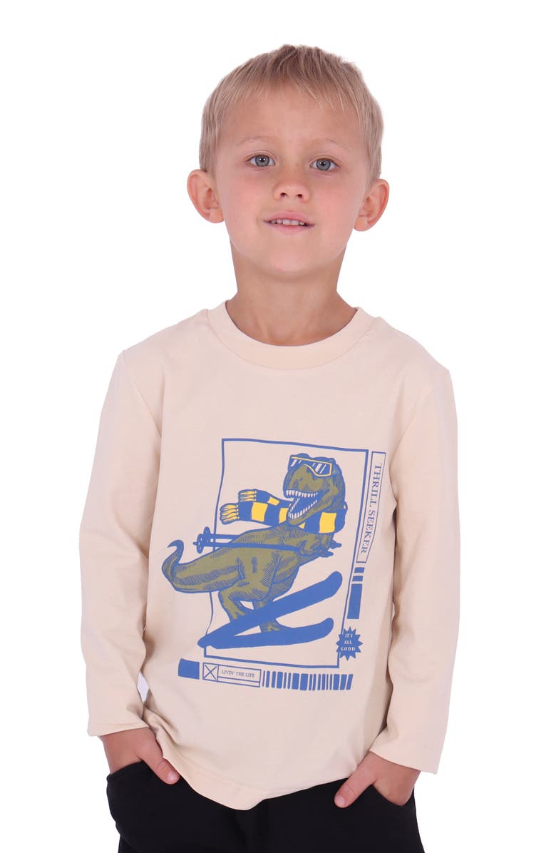 TINY TRIBE Kids' Skating Dino Long Sleeve Graphic T-Shirt, Alternate, color,
