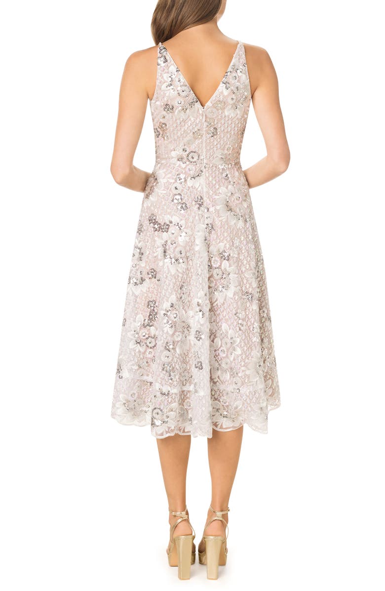 Dress the Population Elisa Sequin Embroidered Cocktail Midi Dress, Alternate, color, 