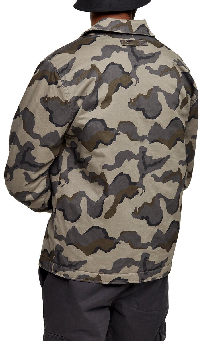 Topman Camouflage Classic Fit Deck Jacket, Alternate, color, 